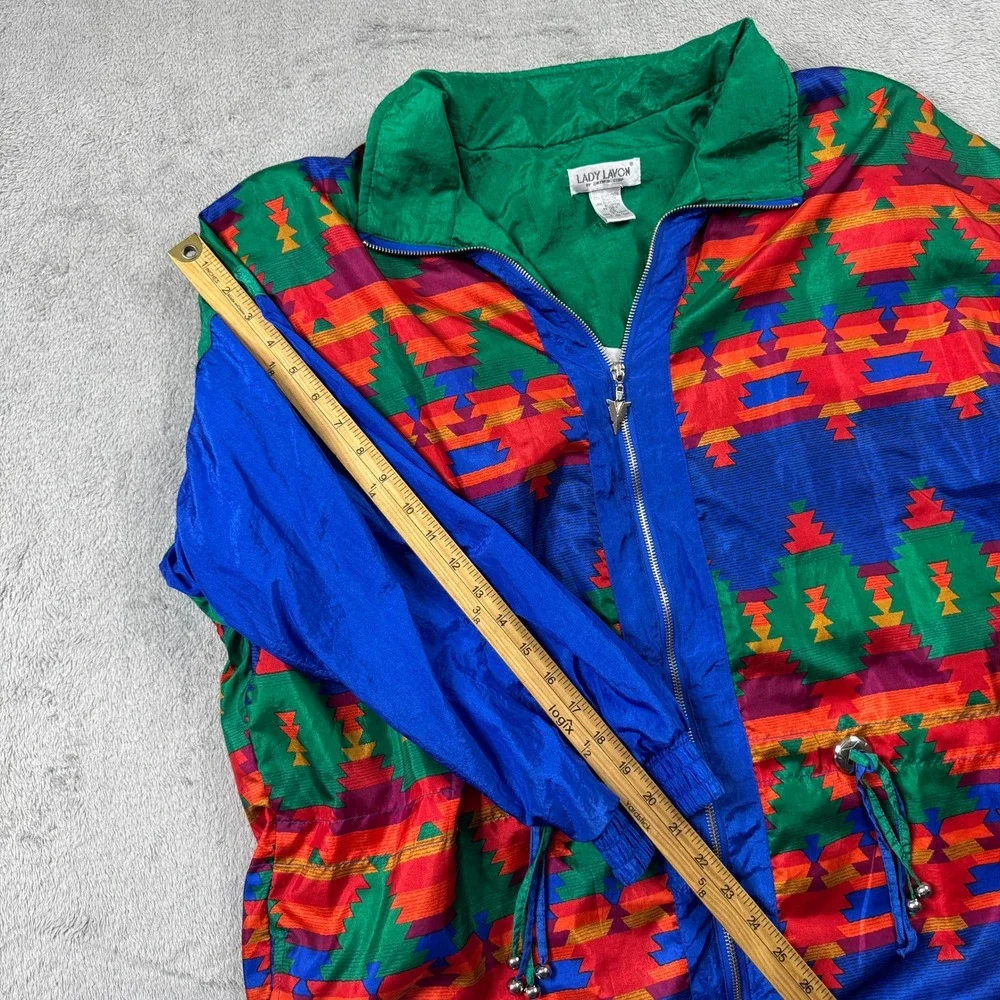 Lady‎ Lavon Windbreaker Jacket Women 1X Multicolor Vintage Southwestern Zip